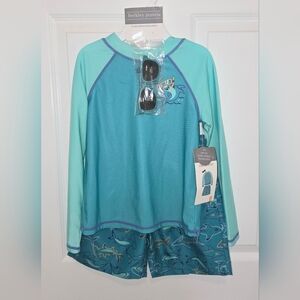 Boys Blue Berkley Jensen Shark 3-Pc Swim Set Size 6 New SEE PICTURES